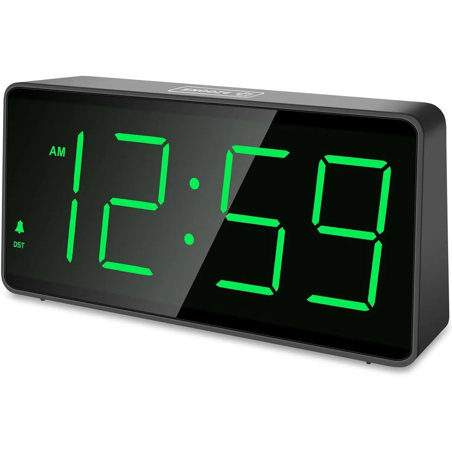 Battery Operated Digital Alarm Clock for Bedrooms, Big Numbers Cordless Large Display Auto Dimming for Seniors, Adjustable Volume Loud Alarm for Heavy Sleepers Adults (Green Digits)