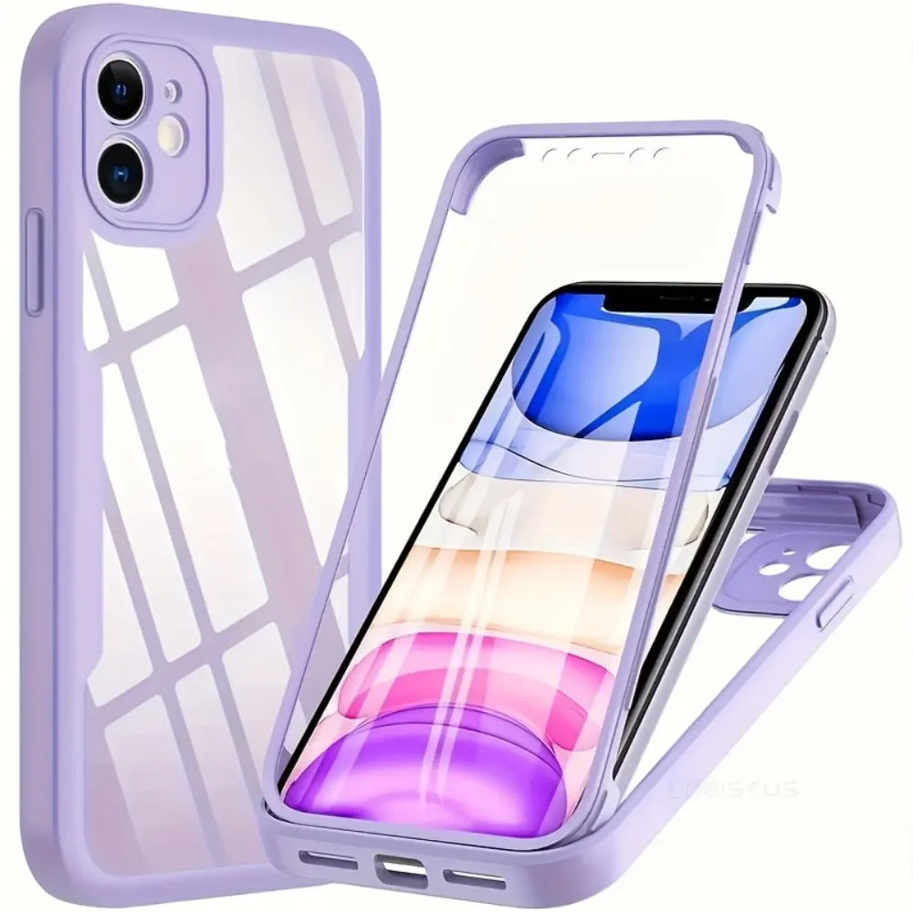 Mobile phone case - Mobile phone case: NEW mobile phone case 360 ° all-inclusive anti-drop front and rear transparent case, suitable for Iphone 17/17 Air/17 Pro/17 Pro Max/16/15/14/13/12 Pro Max/Plus luxury frame shockproof back cover