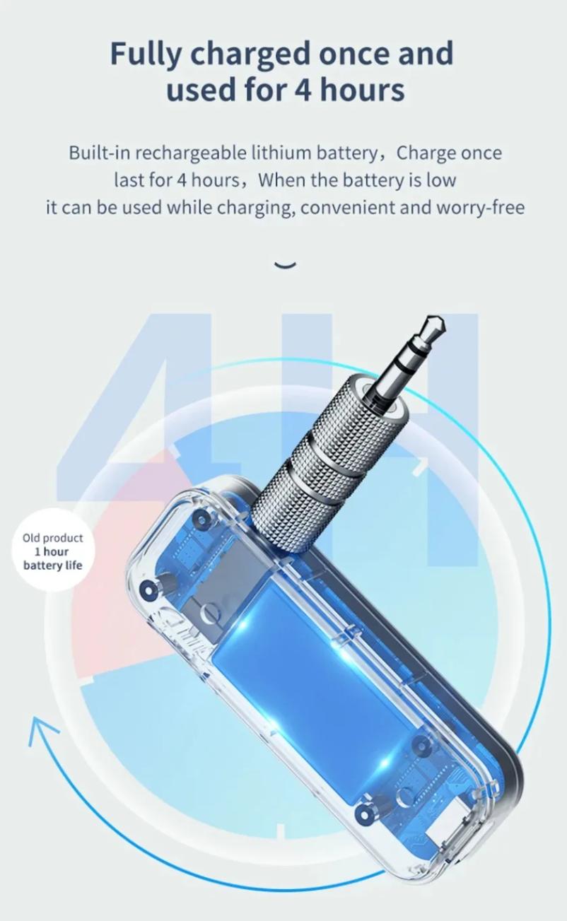 Bluetooth 6.0 Audio Wireless Adapter Receiver  Handfree Call 3.5mm AUX Jack USB Dongle Stereo Music For TV PC Car Kit