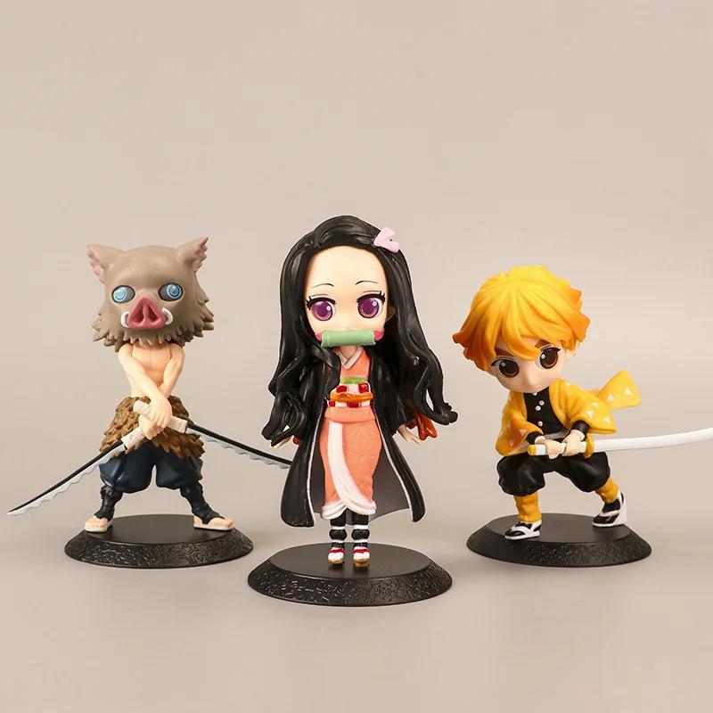 6pcs Demon Slayer Figure Set Kimetsu No Yaiba PVC Q Posket Tanjirou Nezuko Agatsuma Kids Toys Gift In Stock