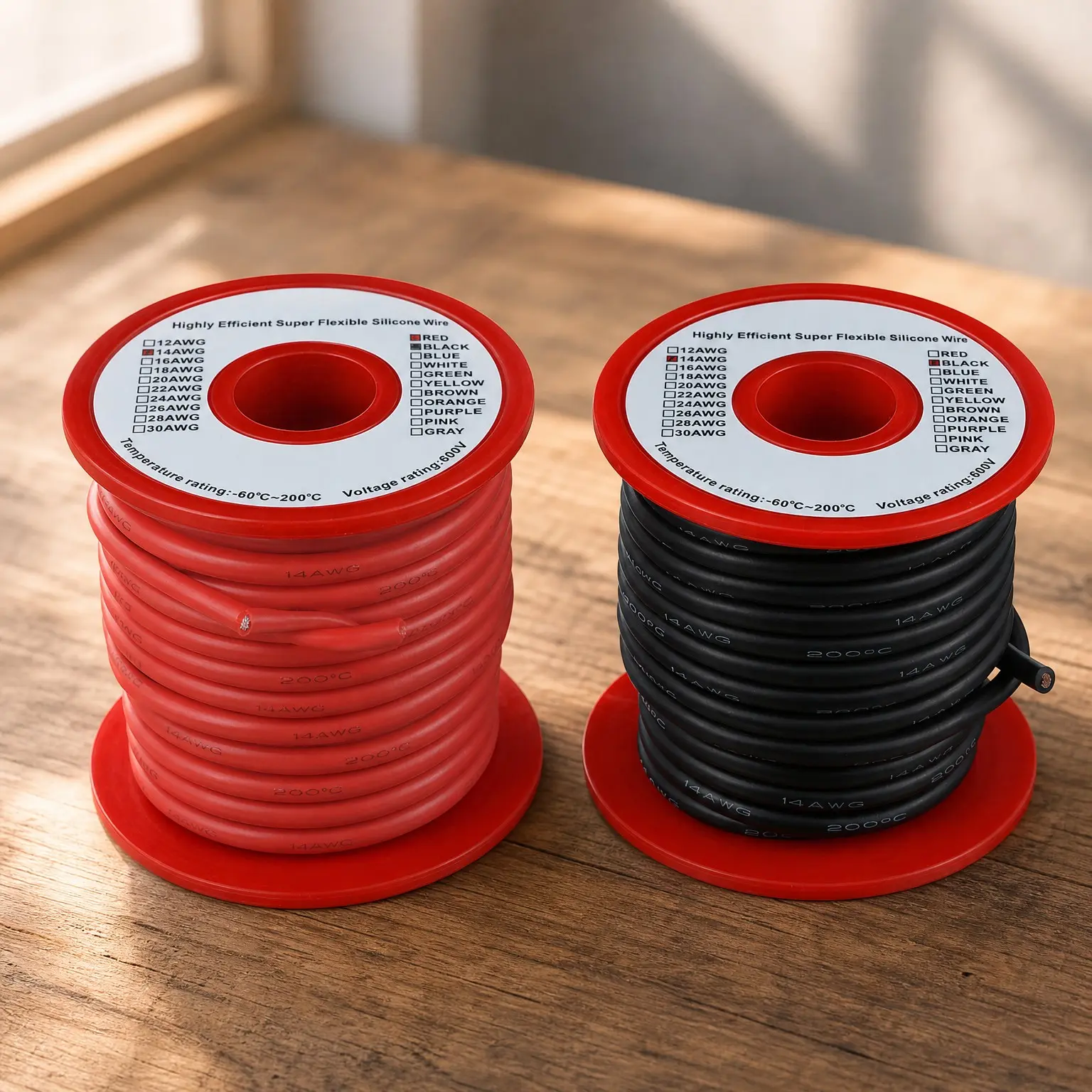 14 AWG Silicone Wire Red & Black 25ft Stranded Tinned Copper Wire | Flexible 14 Gauge Silicone Rubber Insulated Wire for RC Models, Drones, Robots, Battery, EV Charger, 3D Printer, DIY