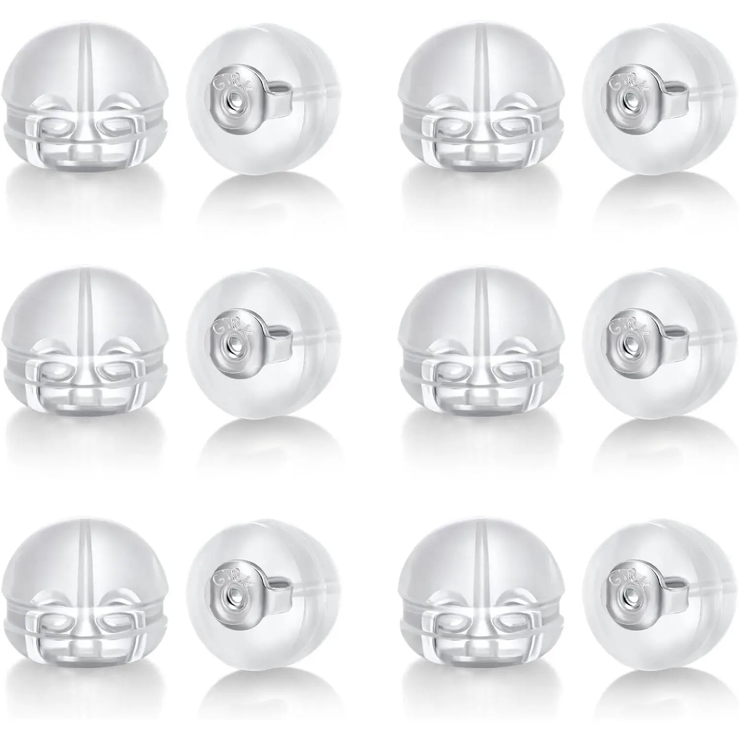 12 count  Earring Backs Replacements, 18K  Plated Earring Backs Replacements for Studs Hypoallergenice No-Irritate Secure White