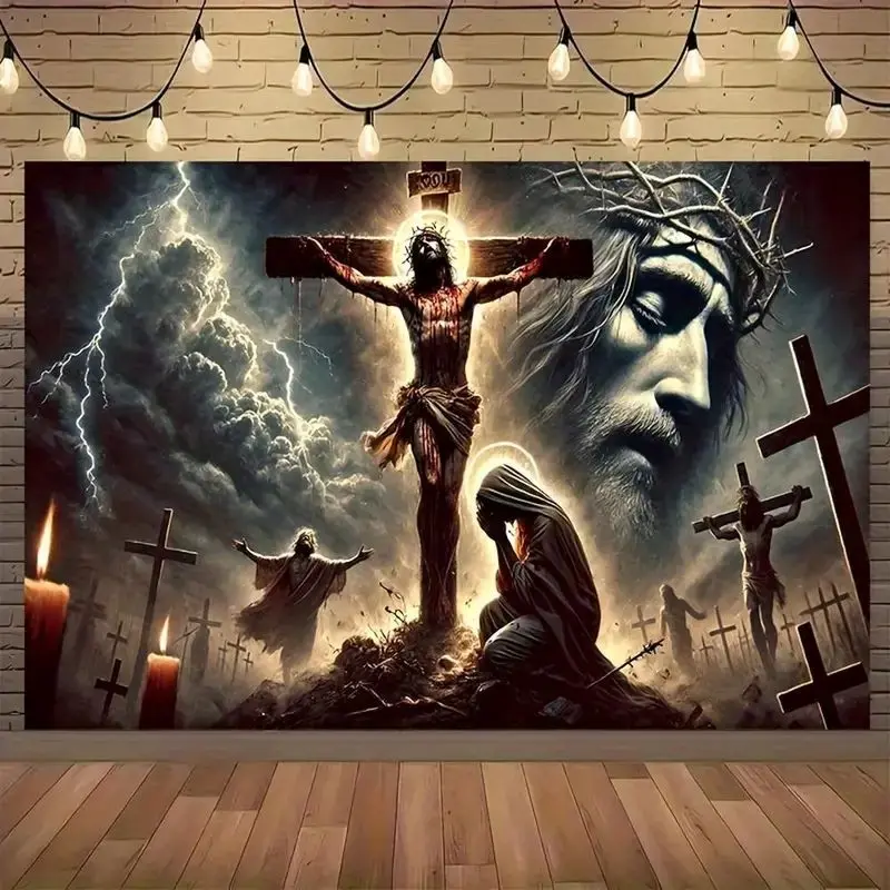 Joubert's “The Passion of Christ” Canvas Wall Art, Christ on the Cross Wall Decor, Christian Posters and Prints, Church Prayer Rooms, Living Rooms, Offices, and Hospitals