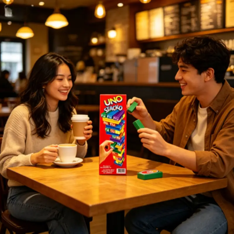 Popular UNO Stacko Jenga Style Stack Block Game Color Number Balance Pull Tower Game Family Gathering Party Board Game Children Educational Gift Toy