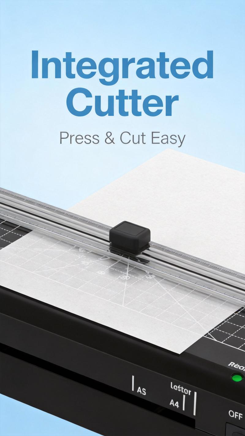 4-IN-1 Portable A4 Laminator with 60s Warm-Up Precision Cutting & No Wrinkles Technology for Photos Docs Cards Compact Size Versatile Input Efficient Laminating Ideal for Home Office School