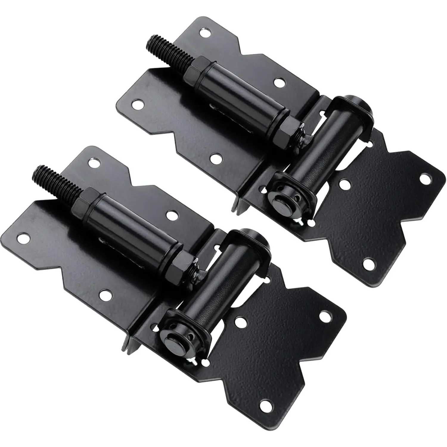 Self Closing Gate Hinges Adjustable Heavy Duty Hardware 90  Gate Hinges Kit for /Vinyl/Metal/Outdoor Fence, with Self-Tapping Screws and Swing Adjuster Tool, 2-Pack, Black Finish