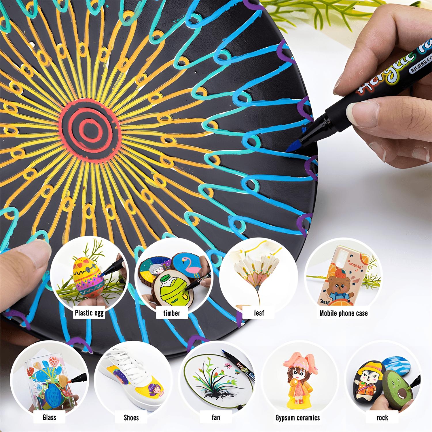 Acrylic Paint Marker Pen Set, Acrylic Painting Pen, 1 Box Acrylic Marker Soft Tip Pen, Multi-functional Art Supplies for DIY Doodling