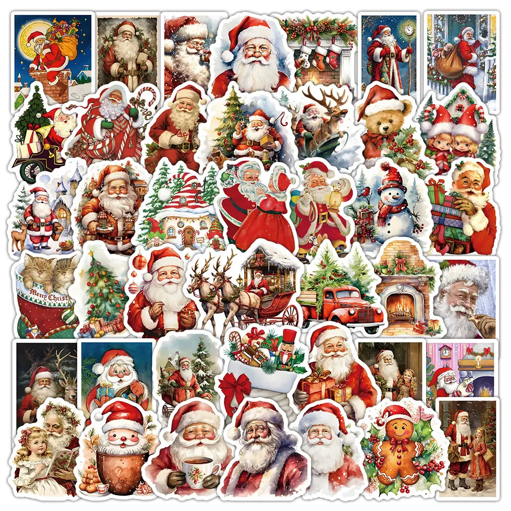 53pcs Vintage Christmas Sticker Set – Faith-based Designs Featuring Positive Messages; Suitable for Scrapbooks, Journals, Laptops, Water Bottles, Cars, and More. Perfect for Gifting.