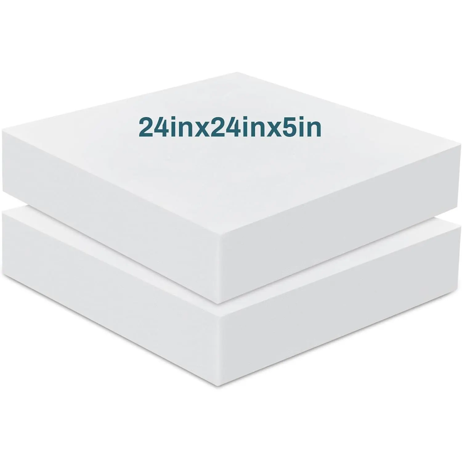 2 Pack 5" x 24" x 24"Upholstery High Density Foam Cushion Replacement Square Cut to Size Foam Couch for Chair Couches Padding Shipping Packing DIY Cosplay Projects(White)