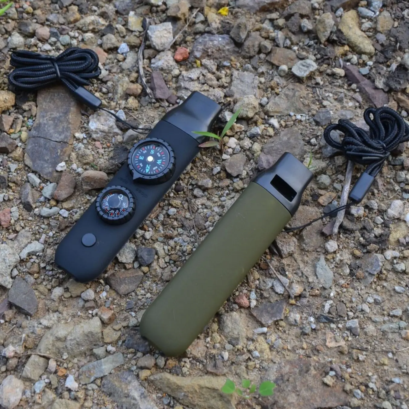 Tactical 7-in-1 Survival Whistle, Compact Unisex Survival Gear and Supplies with LED Light and Compass for Outdoor Hiking, Tactical Survival Gear