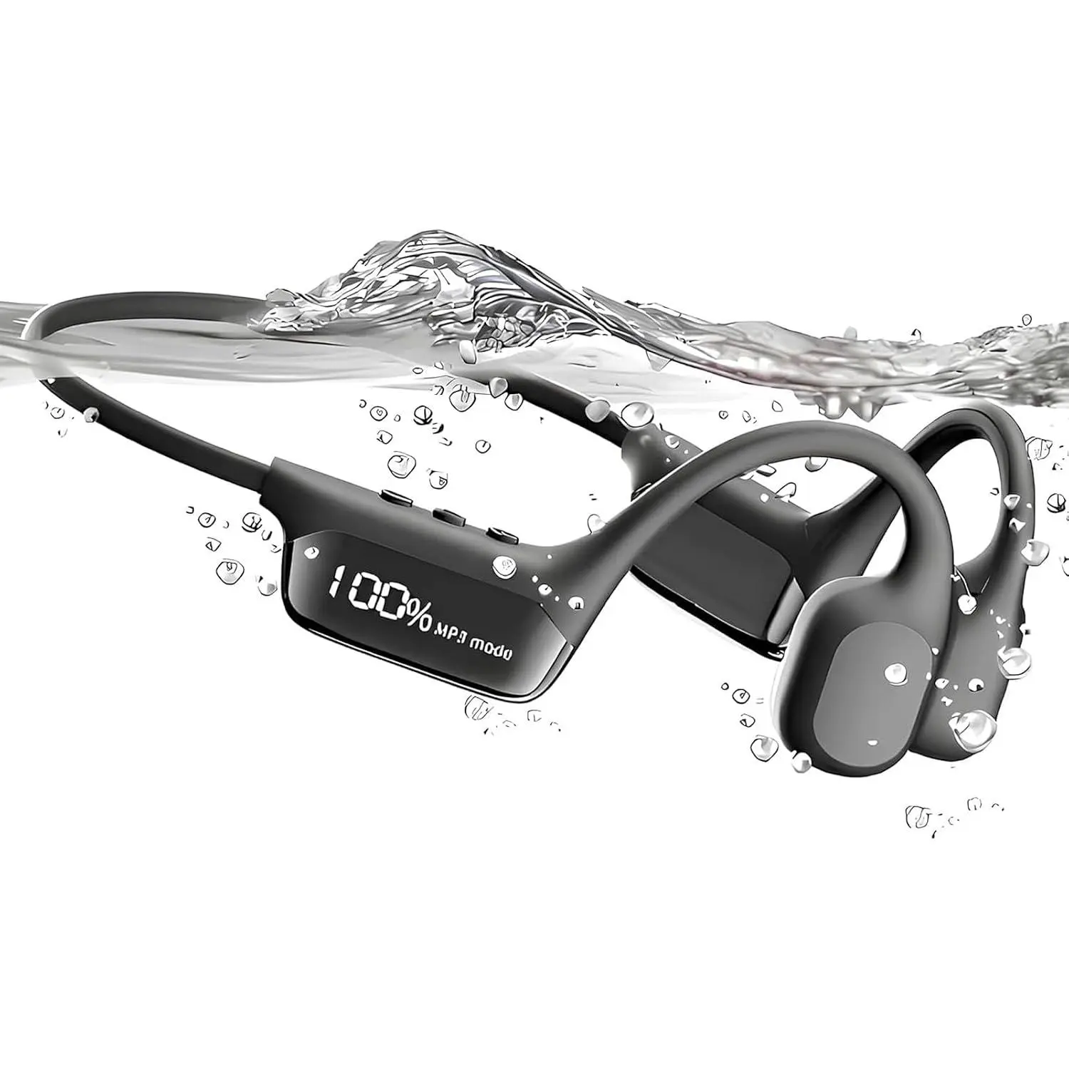 Swimming Headphones,IPX8 Underwater Swimming Headphone with LED Display, Conduction Swim Headphone -in 32G Memory MP3 Player,Open Ear Earphones for Running Cycling