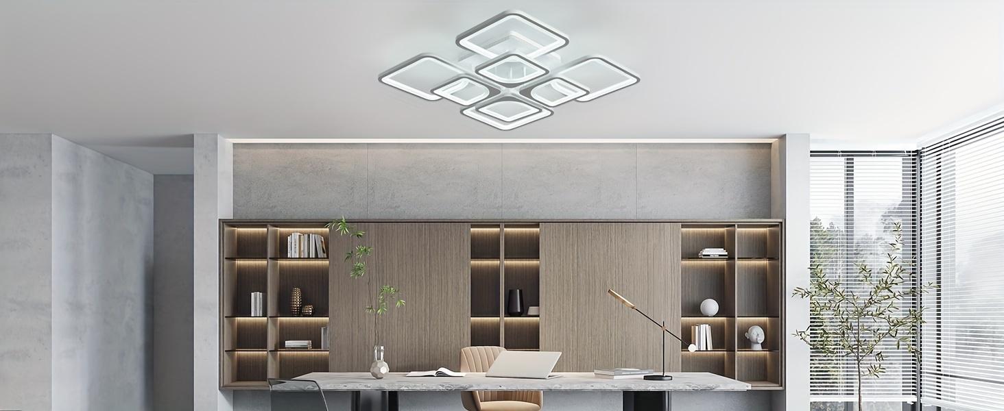 23.6 Inch 8 Square Modern Acrylic LED Recessed Ceiling Light, Dimmable with Remote Control for Kitchen Living Room Dining Room Bedroom, 3000K-6000K