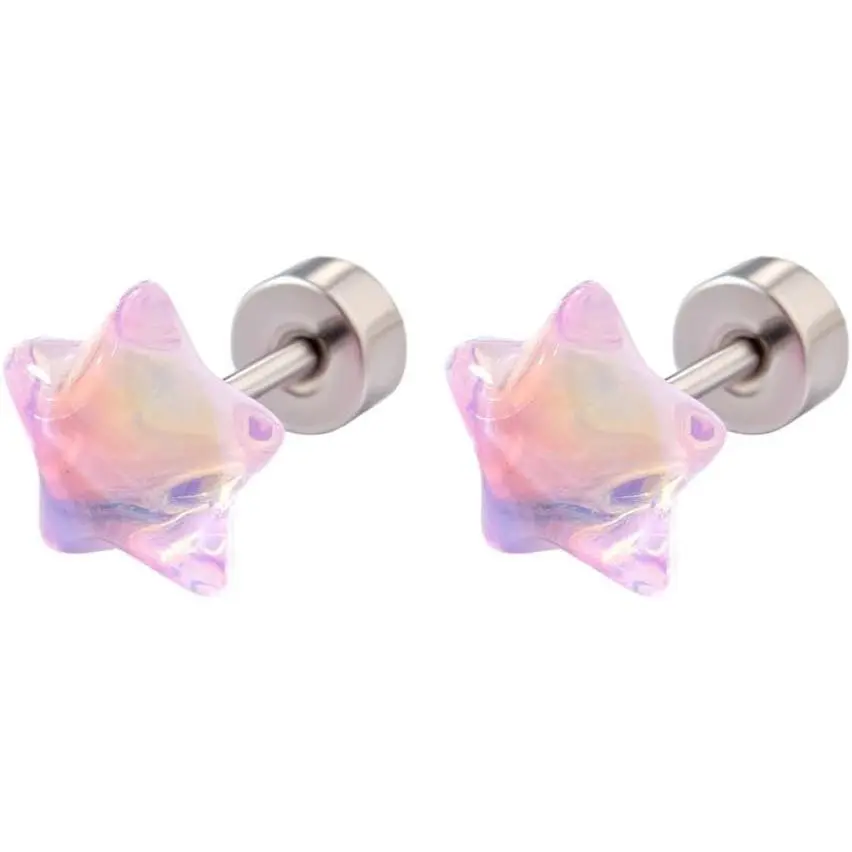 Dazzle  Cartilage Tragus Helix Stud Earrings for Women Stainless Steel Lucky Stars Screw Flat   Studs Earring  Sleeper Dainty  Birthday 20G