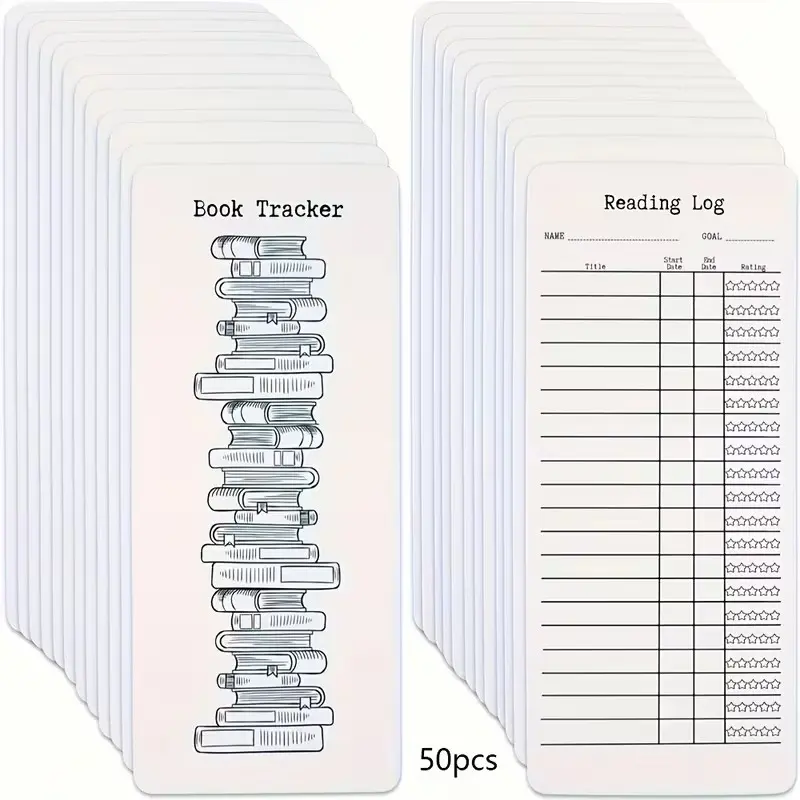 50pcs Reading List Bookmark, Personal Libraries Cards, Book Tracker Notecards, Reading Log, Gift for Reading Lovers, Literary Gifts, Book Accessories