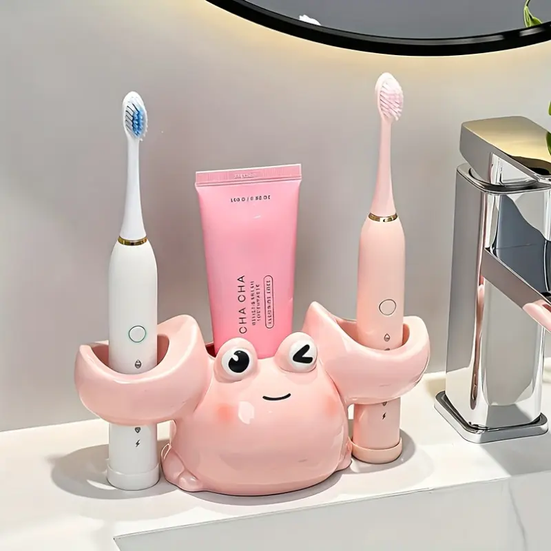 New Cartoon Crab Ceramic Electric Toothbrush Storage Rack Bathroom Washstand Toothpaste Toothbrush Holder Looks Great Next to Soap Dispenser