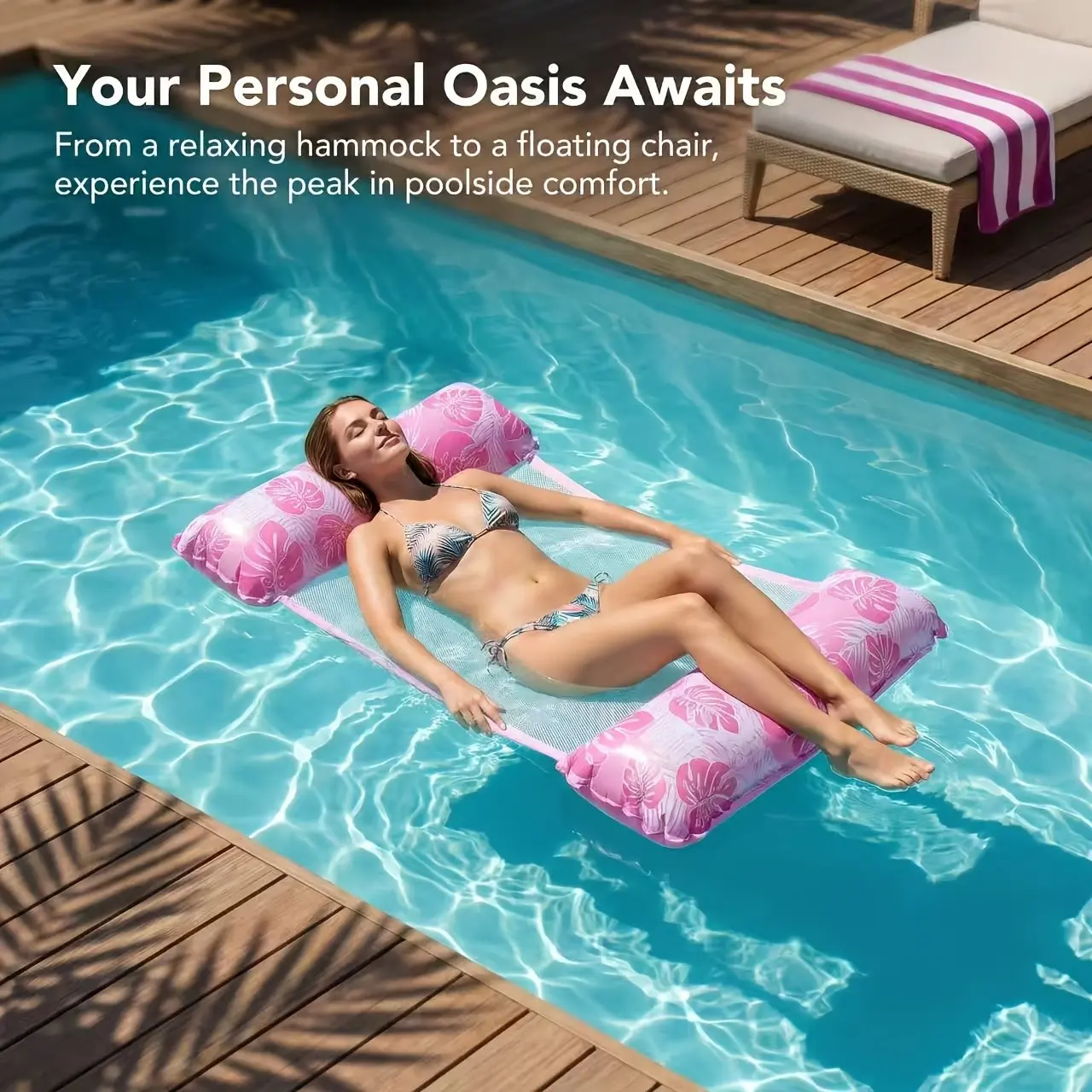 4-In-1 Multi-Functional Inflatable Water Swing Bed, Pool Float Lounge Chair, Beach Float, Lounger Floaties, Travel & Home Use, PVC Material