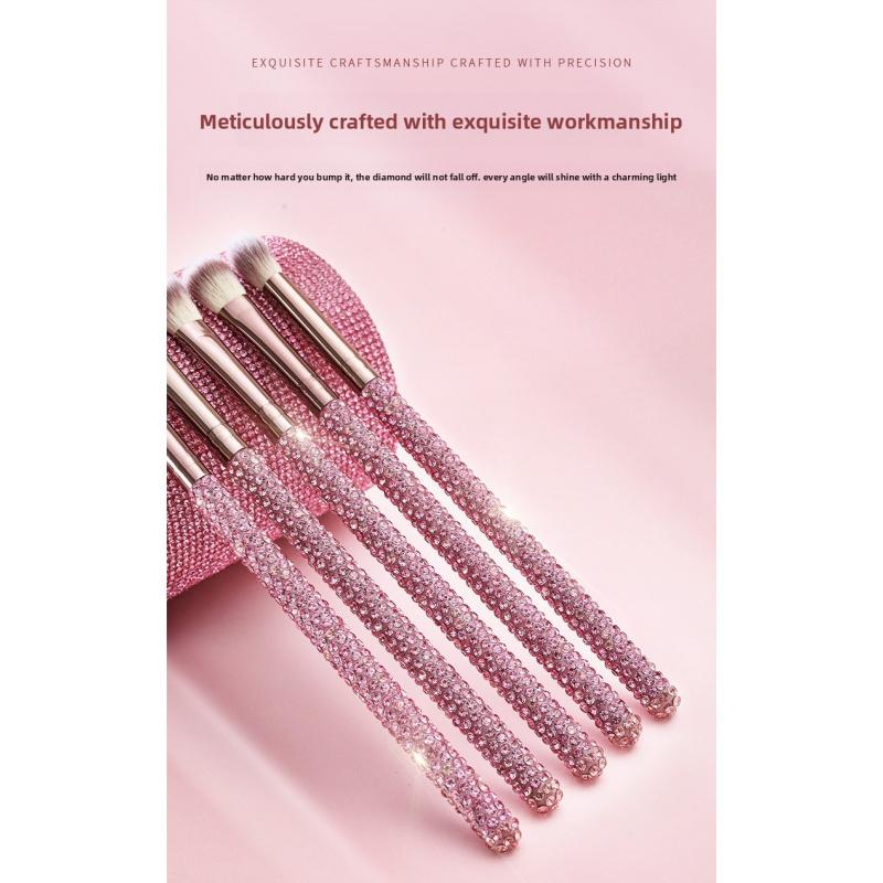 JOS 28-Piece Diamond Encrusted Makeup Brush Set for Women - Pink Glitter Brushes, Hand Bowl, Lash Tools, Full Beauty Kit for Flawless Looks, Luxurious Series, Nylon Bristles eyebrow  pluck birthday idea micro applicator brush dramatic metal curle fir get
