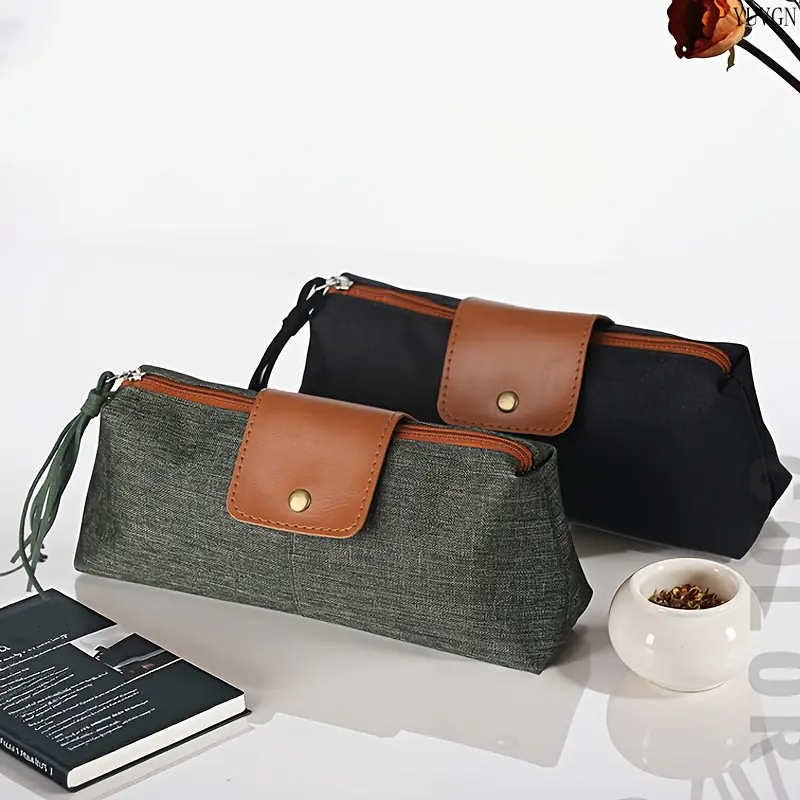 Stylish Portable Oxford Fabric Pencil Pouch, Multi-Purpose Stationery Organizer, Versatile Storage Bag for School Supplies & Cosmetic Makeup