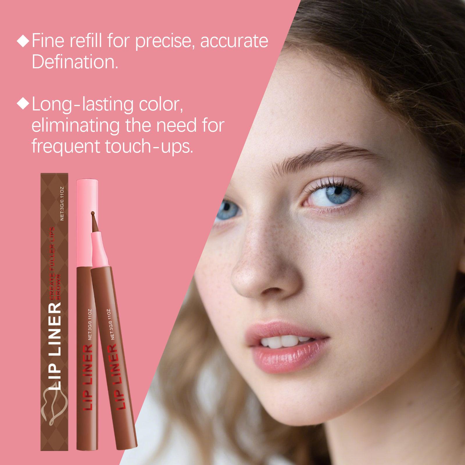 AMZ The Brown Waterproof Lip Liner Pen Is Versatile, Natural, Long-Lasting, Easy To Apply Color, And Not Prone To Smudge. It Is A Waterproof And Plumping Lip Liner Pen