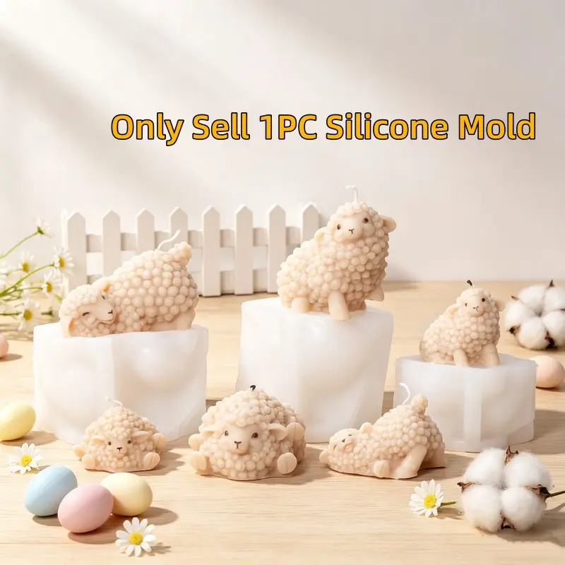 1PC Sheep Silicone Candle Mold DIY Lamb Animal Candle Resin Mold Easter Newborn Sheep Soap Plaster Casting Craft Festive Decor Gift