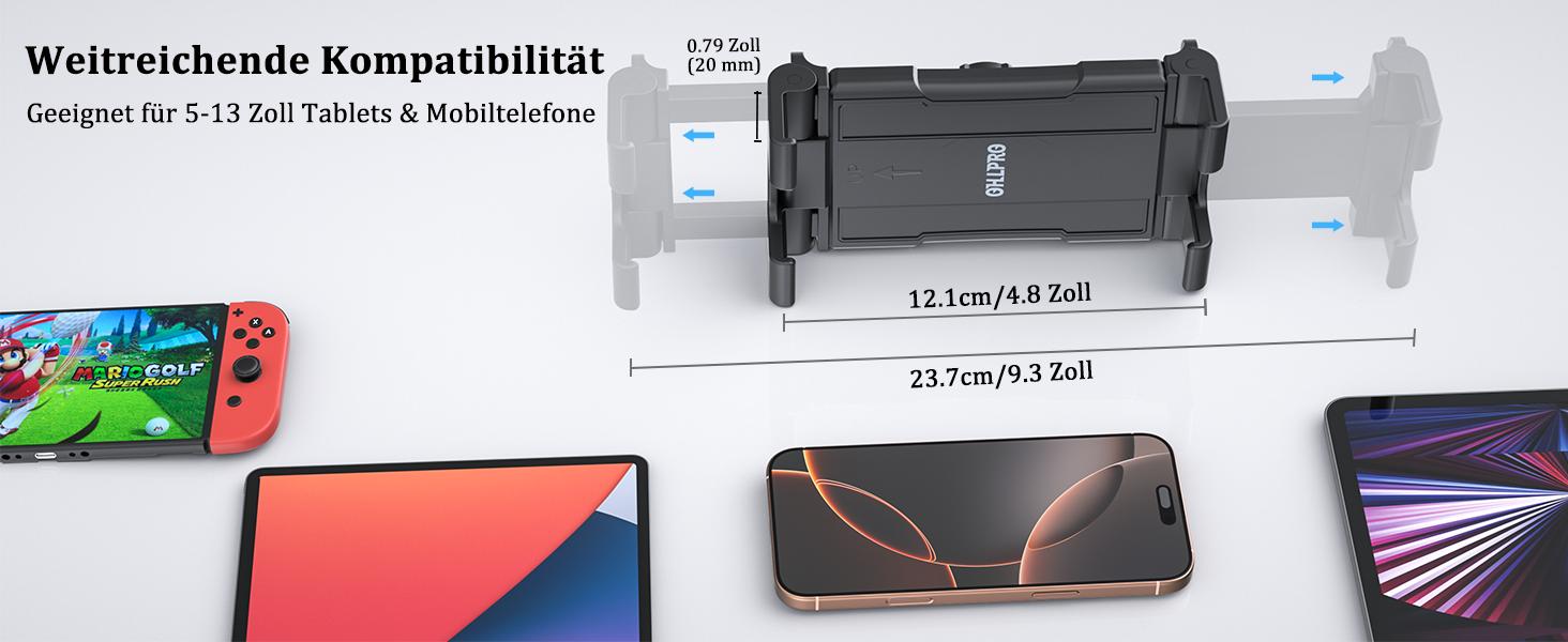 OHLPRO Tablet Wall Mount Holder, iPad Holder Wall with Adhesive Base Universal Mobile Phone Wall Mount Tablet Holder No Drill Compatible with 5-13 Inch iPad Smartphone Galaxy Tab Switch eReader