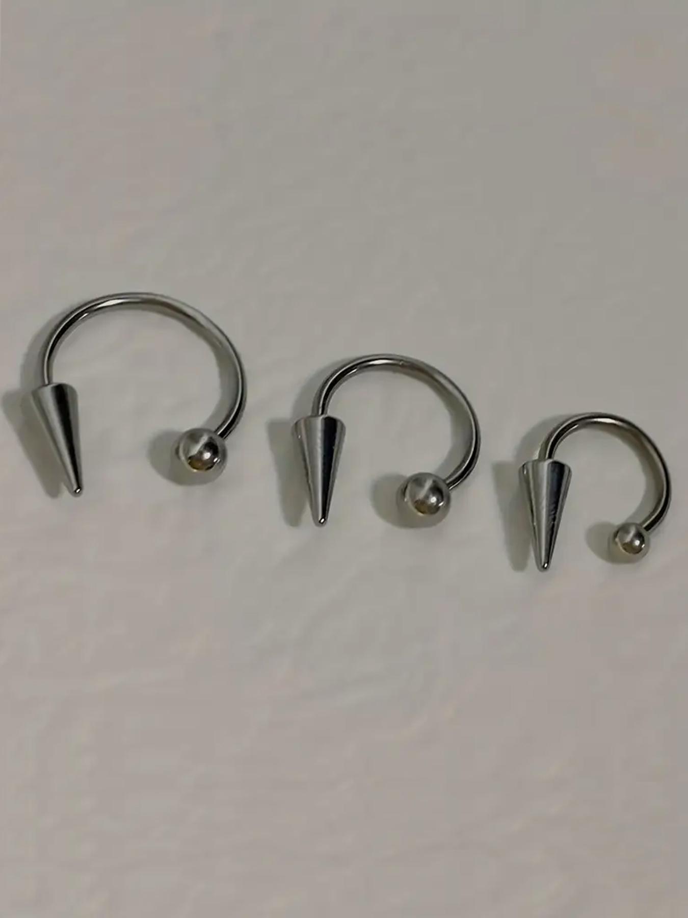 Punk Style Spiked Design Stainless Steel Nose Studs, 6pcs/set Body Piercing Jewelry for Women & Men, Fashion Accessories for Parties, Daily Clothing Decor