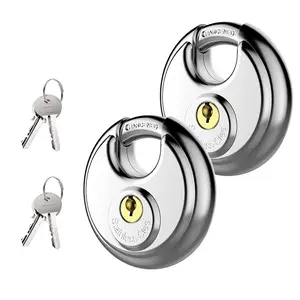 2/3 pcs, Disc Lock for Storage Unit 2-3/4"(70mm), Stainless Steel Keyed Padlock with Keys, Outdoor Waterproof Storage Lock