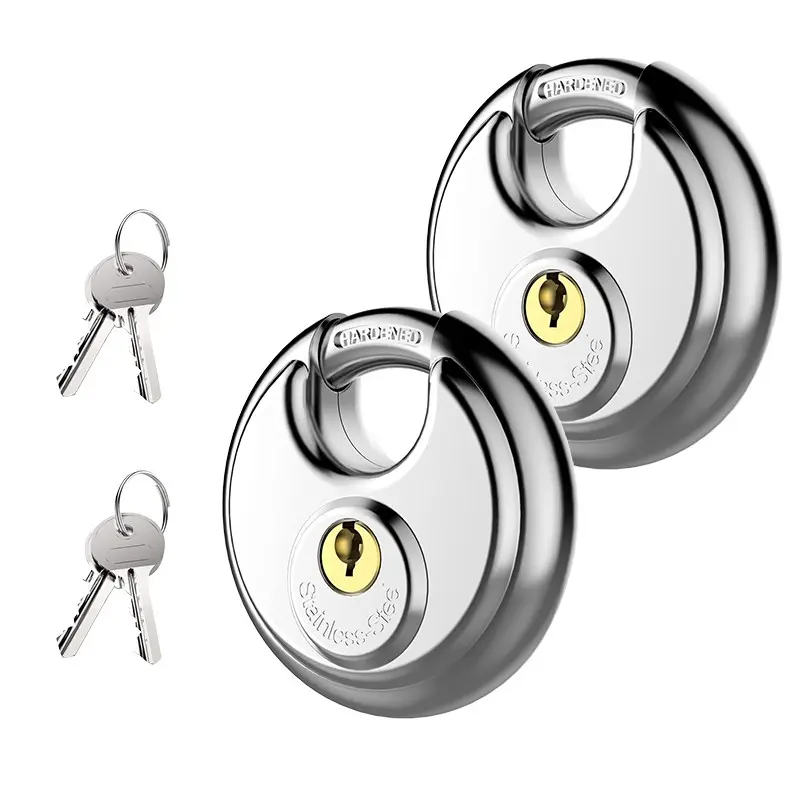 2/3 pcs, Disc Lock for Storage Unit 2-3/4"(70mm), Stainless Steel Keyed Padlock with Keys, Outdoor Waterproof Storage Lock