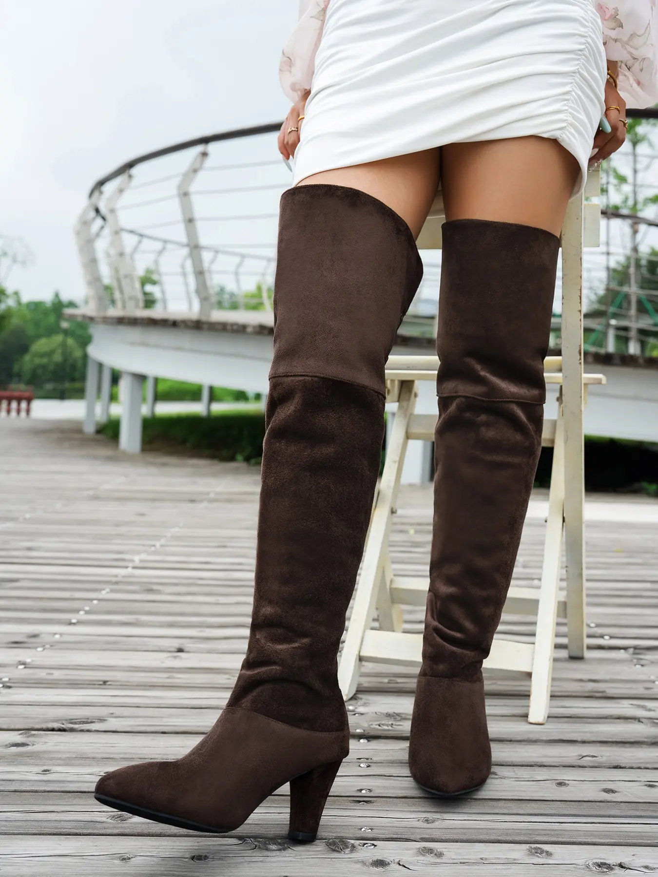 2026 Fall Winter Velvet Over-The-Knee Boots, Women's Thick Heel Pointed Toe, Elastic High-Calf Boot, Fashionable and Versatile, Thick Heeled Boots, Boots Heels
