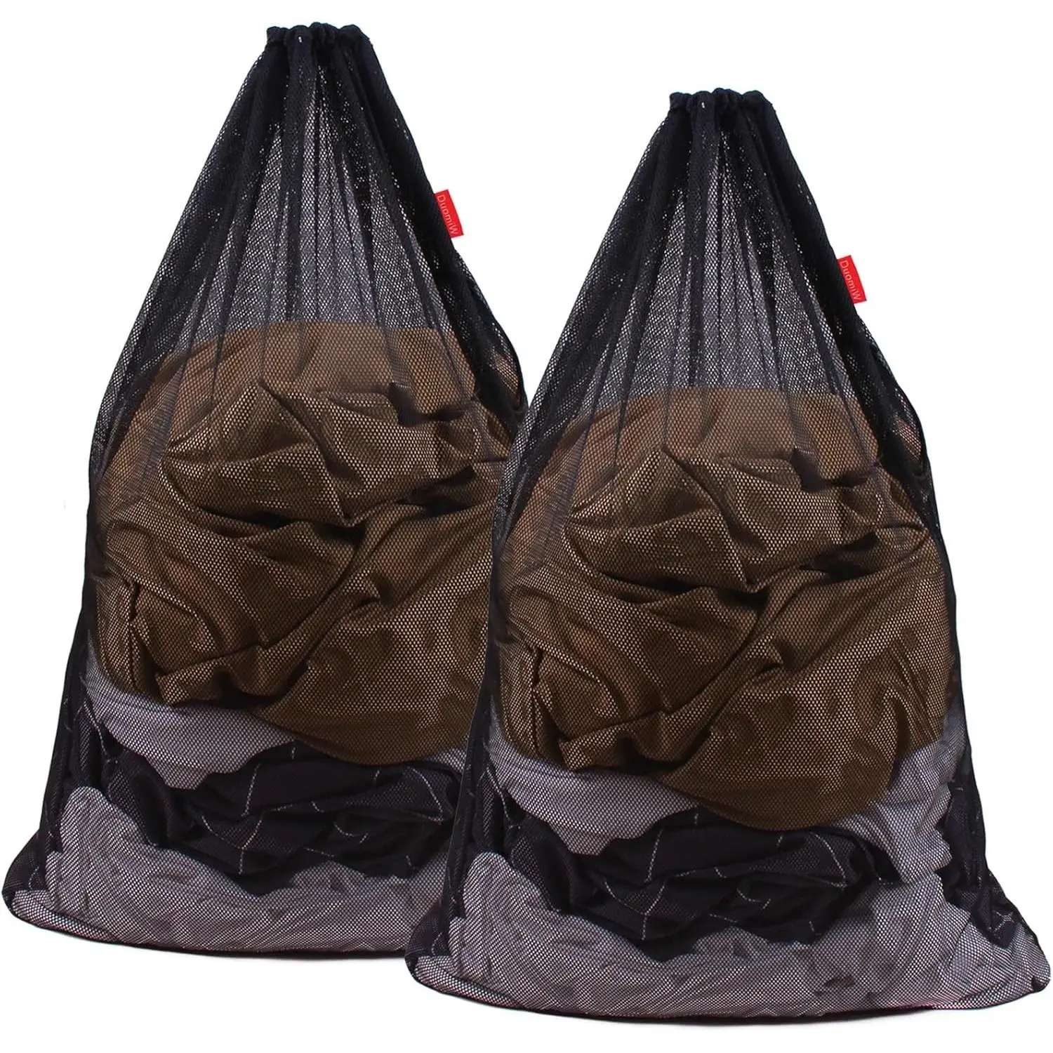 Heavy-Duty Black Plastic Mesh Laundry Bags (2-Pack, 24x36 in Drawstring Design) - Industrial Back to School Gear for College Netball, Ideal for Quilts, Sleeping Bags, Towels, Sweaters, Panties