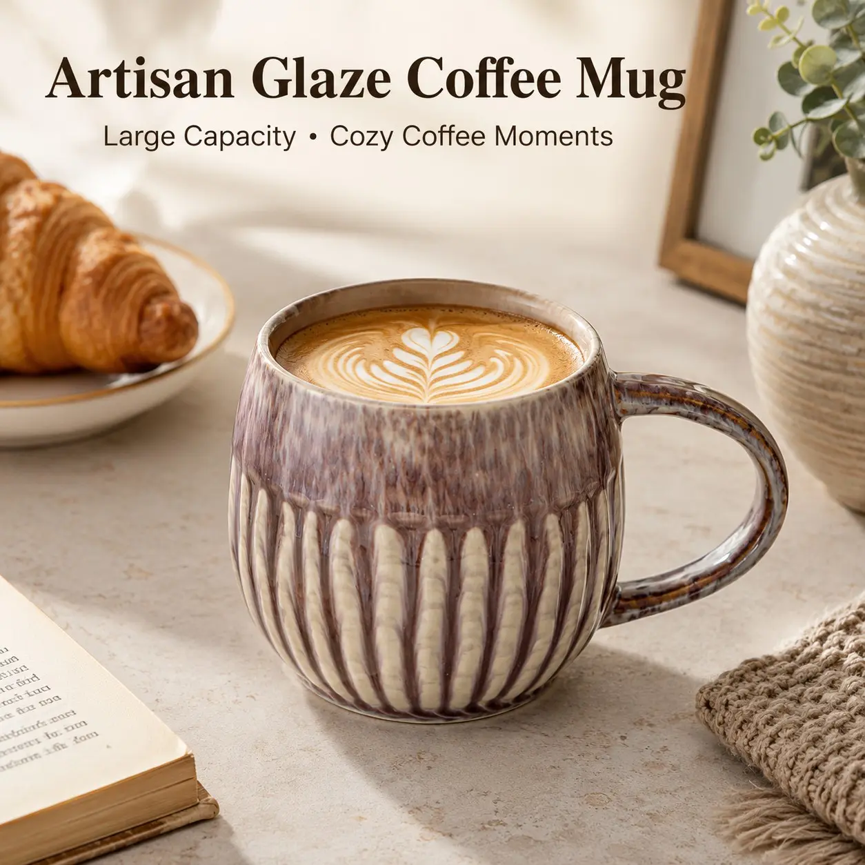 20.29oz Large Capacity Ceramic Mug, Vintage Handmade Coffee Cup, Thick Rounded Body, Comfortable Handle, 5 Colors Available, Perfect Gift