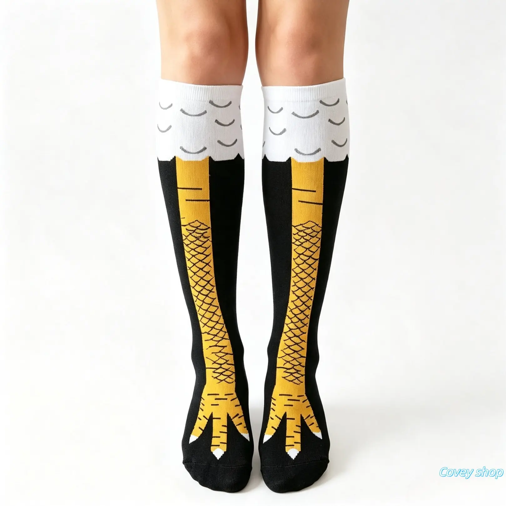 Women’s Novelty Knee High Socks, Funny Chicken Leg Animal Paw Print Socks, Comfy Stretchy Casual Dress Socks, Unique Gag Gift For Party, Holiday And Daily Wear