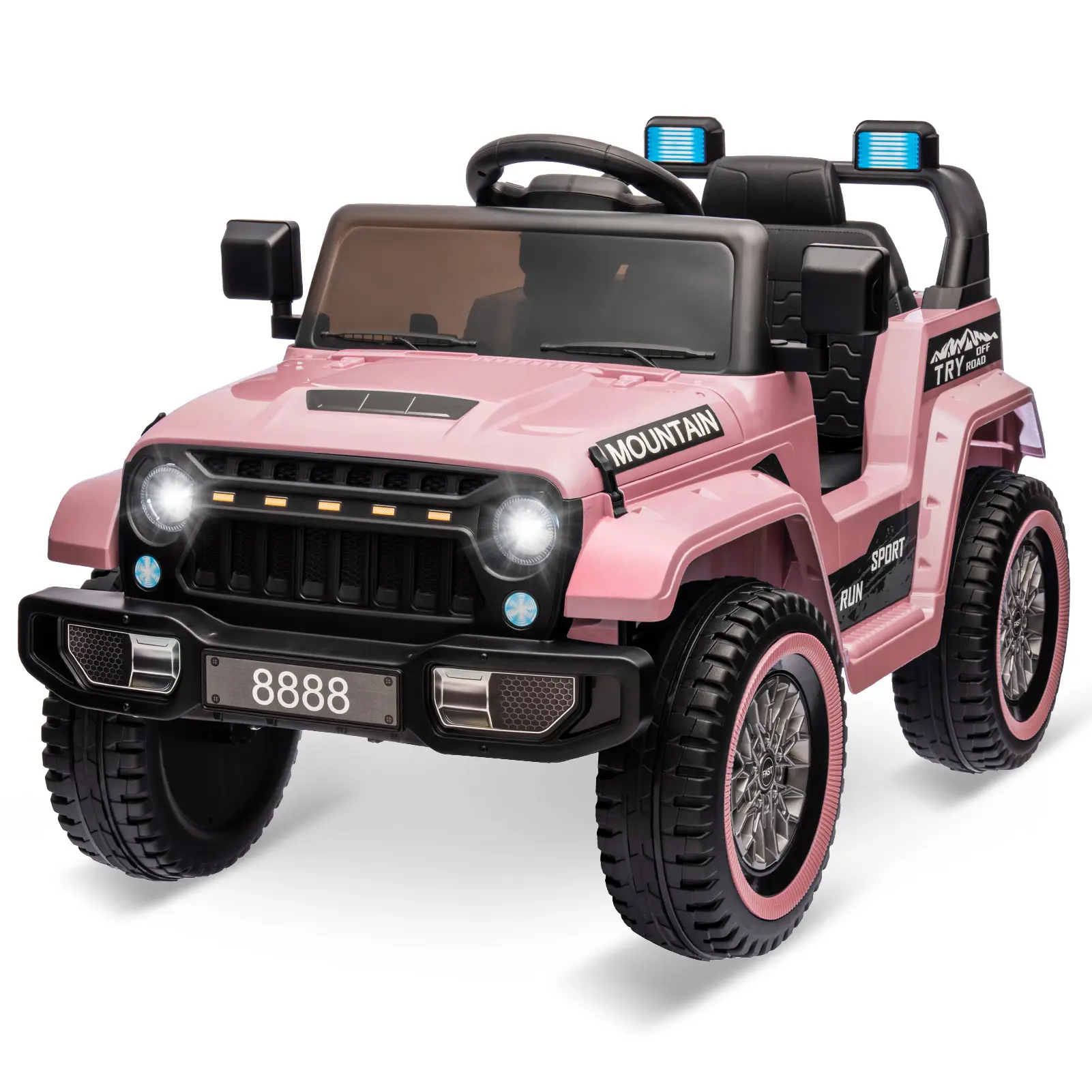 Children’s 12V Electric Ride-On Truck Car – 3 Speed Settings, Dual 35W Motors, Remote Control, Spring Suspension, LED Lights, Music & Horn, 4-Wheeler Toy – White/Blue/Deep Red