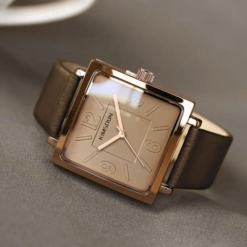 Vintage Square Quartz Wristwatch, Simple and Versatile Luxury Business Casual Commuter Watch for Women, Ideal Christmas New Year Gift