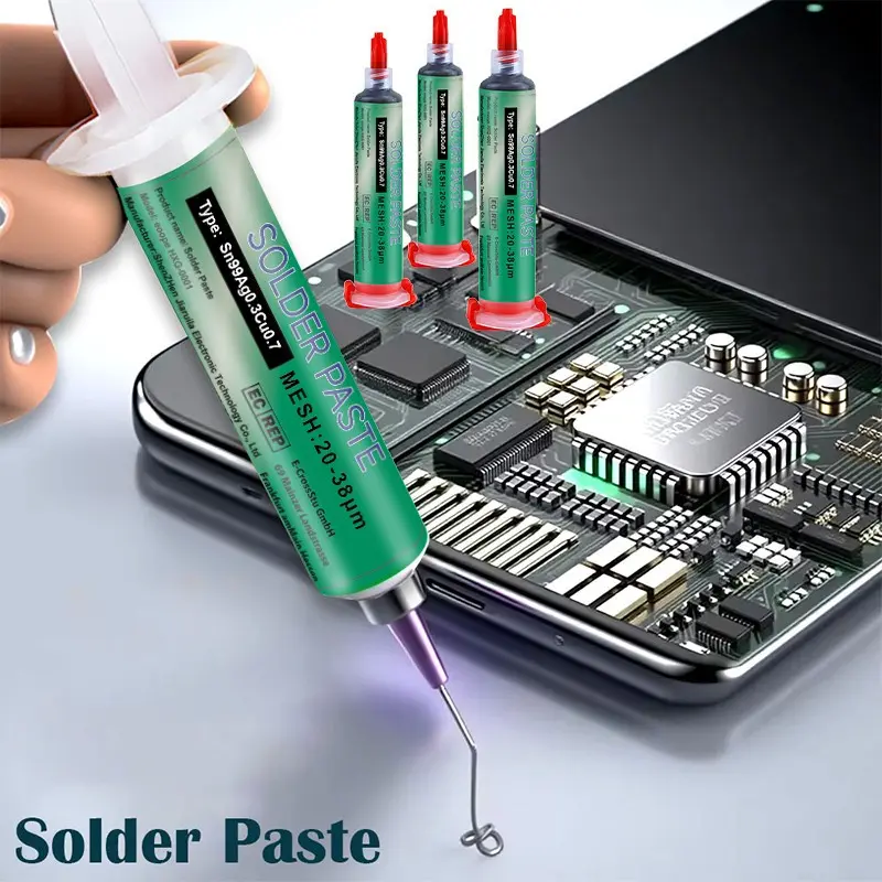 Lead-Free Solder Paste Syringe, Precision Dispensing, No Clean, Sn99ag0.3cu0.7 Alloy, Ideal for Mobile Board/pcb Soldering Repair