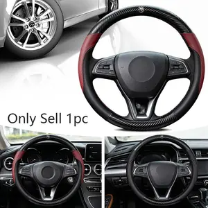Leather Car Steering Wheel Cover Carbon Fiber Protector Fits For Dodge Durango Ram 1500 Charger Caliber Journey Demon Nitro Challenger Auto Interior Accessories