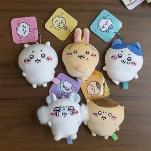 NEW 11CM Kawaii Chikawas Hachiware Usagi Angry Pun Series Plush Keychain Pendant Soft Stuffed Cartoon Plush Doll Toy Bag Pendant