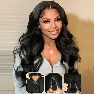 V Part Body Wave Human Hair Wig Glueless V Part Wig Natural Black Soft Bouncy Body Wave Wig for Black Women Full Volume  No Leave Out Beginner Friendly Wear Go Easy Install  Heat Friendly Indian Remy Human Hair Wig Daily Wear