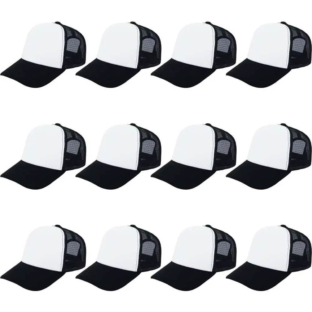 12 Pcs Sublimation Trucker Hats Blank Mesh Baseball Cap Polyester Bulk Mesh Trucker Hat for Men and WomenGift.