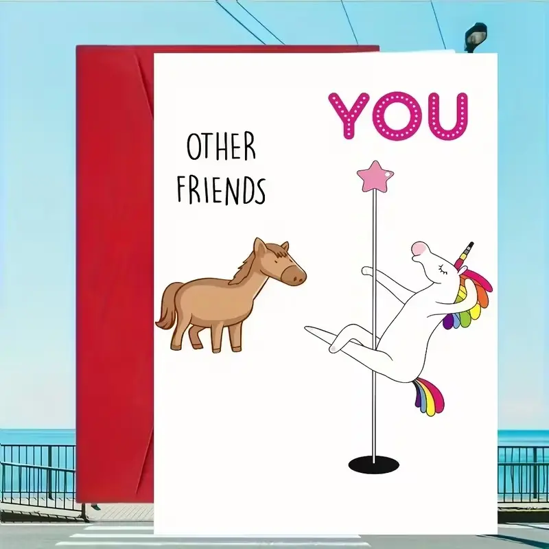 Friendship Greeting Card with Envelope, Pole Dance Fun Birthday, Miss You, Blank Note Card, Card Design, Premium Paper, Unique Gift for Adults 14+