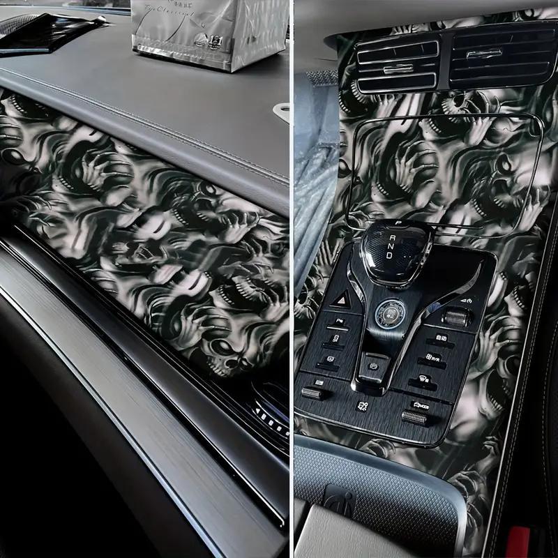 Creative Skull Pattern Car Sticker, Vinyl Wrap Roll Sticker, Anti-scratch Car Motorcycle Wrap Film, Car Exterior Decoration Accessories