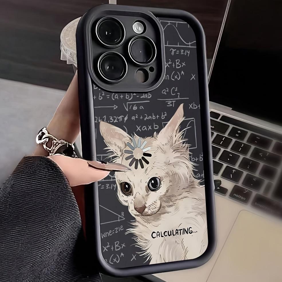 [Thinking Cat Transparent Phone Case] Thinking Cat Shockproof Black Matte Full Coverage Anti-drop Phone Case Compatible with Apple 16PROMAX / 16PLUS/ 16PRO/ 16/ 15PROMAX / 15PLUS/ 15PRO/ 15/ 14PROMAX / 14PLUS/ 14PRO/ 14PRO/ 13PROMAX / 13PRO/ 12PRO/ 12 11P