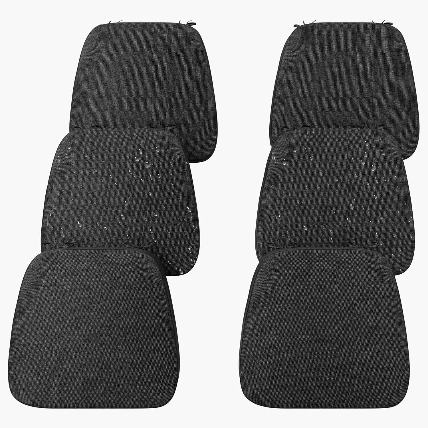 17'' x 16'' x 2.5" Thick Chair Cushions for Dining Chairs, 6 Pack WaterProof Easy Clean Kitchen Chair Pads with Ties and Non-Slip Backing - 30D High Elastic Foam Soft Kitchen Chair Cushions