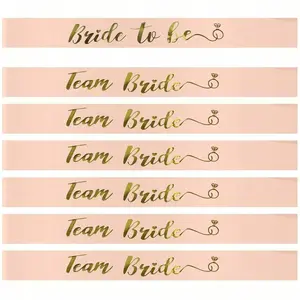 7/12 Pack Rose Gold Sash Set, Team Bride Party Sashes, Wedding & Bridal Shower Decor Accessories, Pre-Wedding Party Supplies for Bachelorette, Engagement and Wedding Celebration