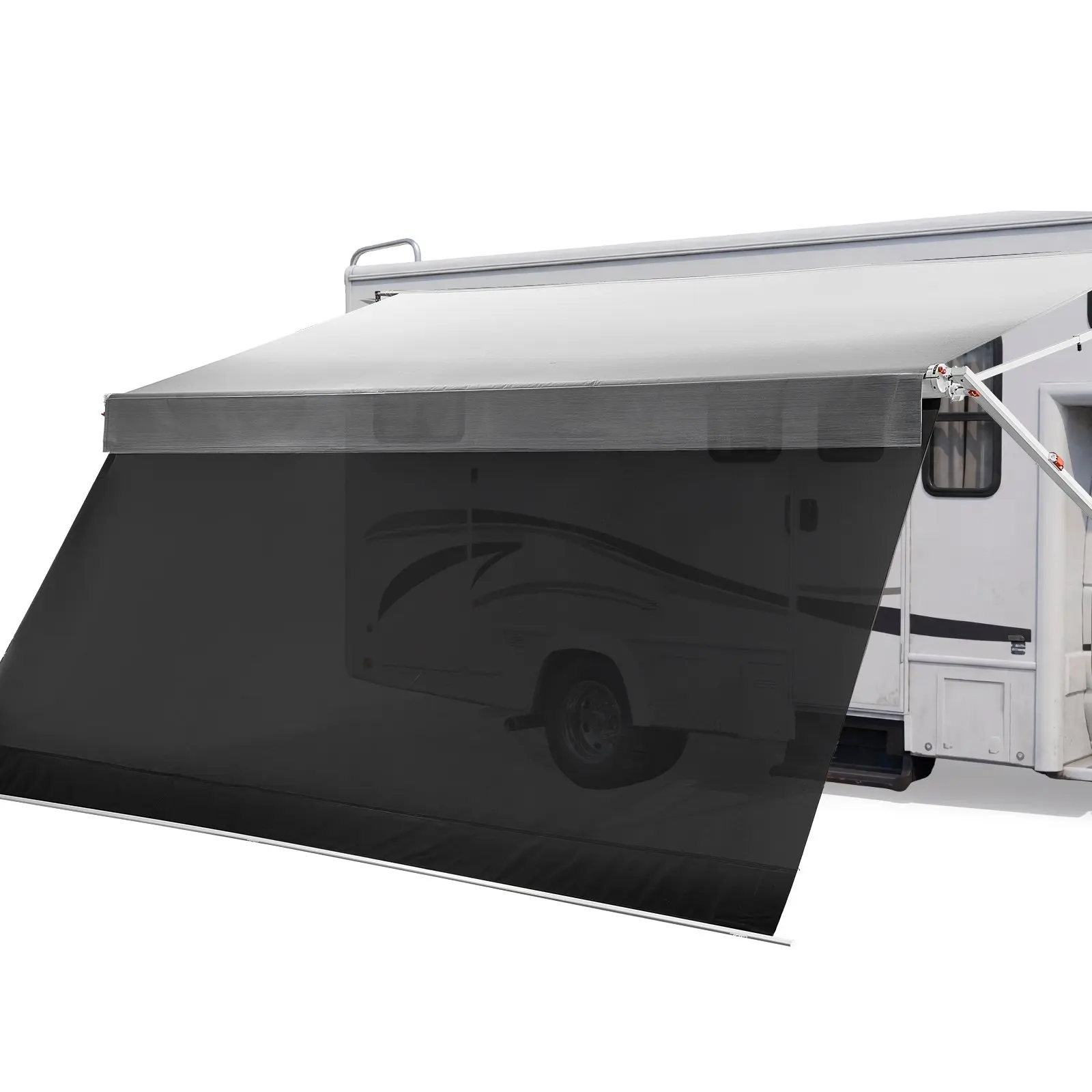 VEVOR Manual RV Awning Complete Kit Sunshade Screen, 18.12 ft Retractable Awning with Aluminum Alloy Frame PVC Fabric, Outdoor Camping Trailer Accessory Fit Most RVs