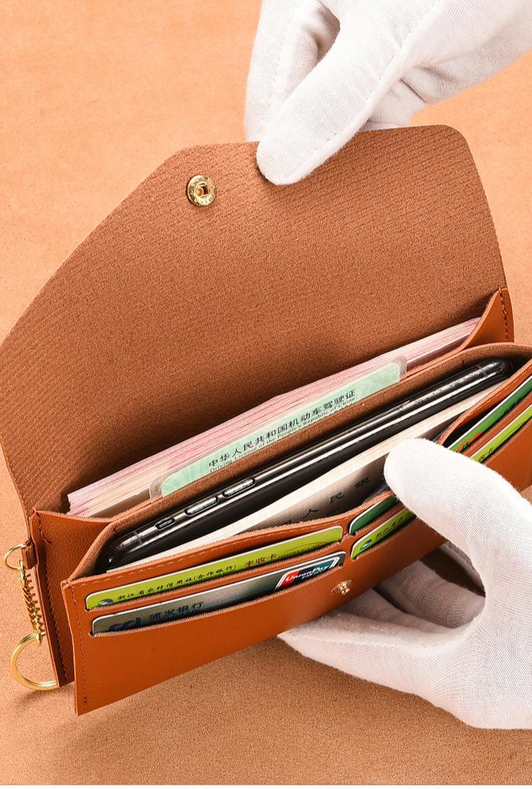 Women's Leather Wallet Clutch - Multi-Card Slot Purse with Snap Closure Card Holder for Phone, Cash & Cards, Portable Wallet for Daily Outings & Casual Styling