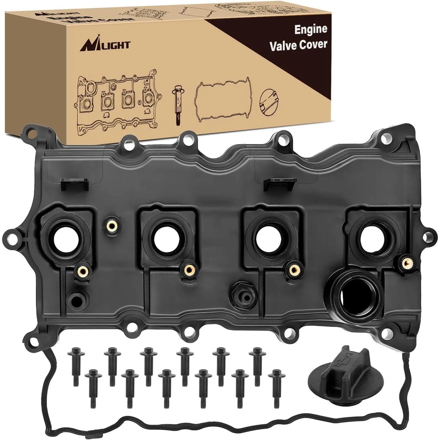Nilight Replacement Engine Valve Cover & Gasket Kit Set for Nissan Altima 2007-2013, Sentra 2007-2012, 2.5L - Oil Leak Fix, Part # Matched (Replace# 13264JA00A, 13270JA00A)