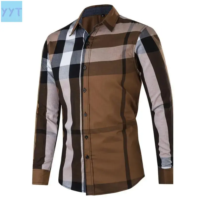 YYT1  Men's Classic Plaid Button- Shirt |     Long Sleeve with Chest Pocket, Machine Washable |     Perfect Outdoor & Casual Wear