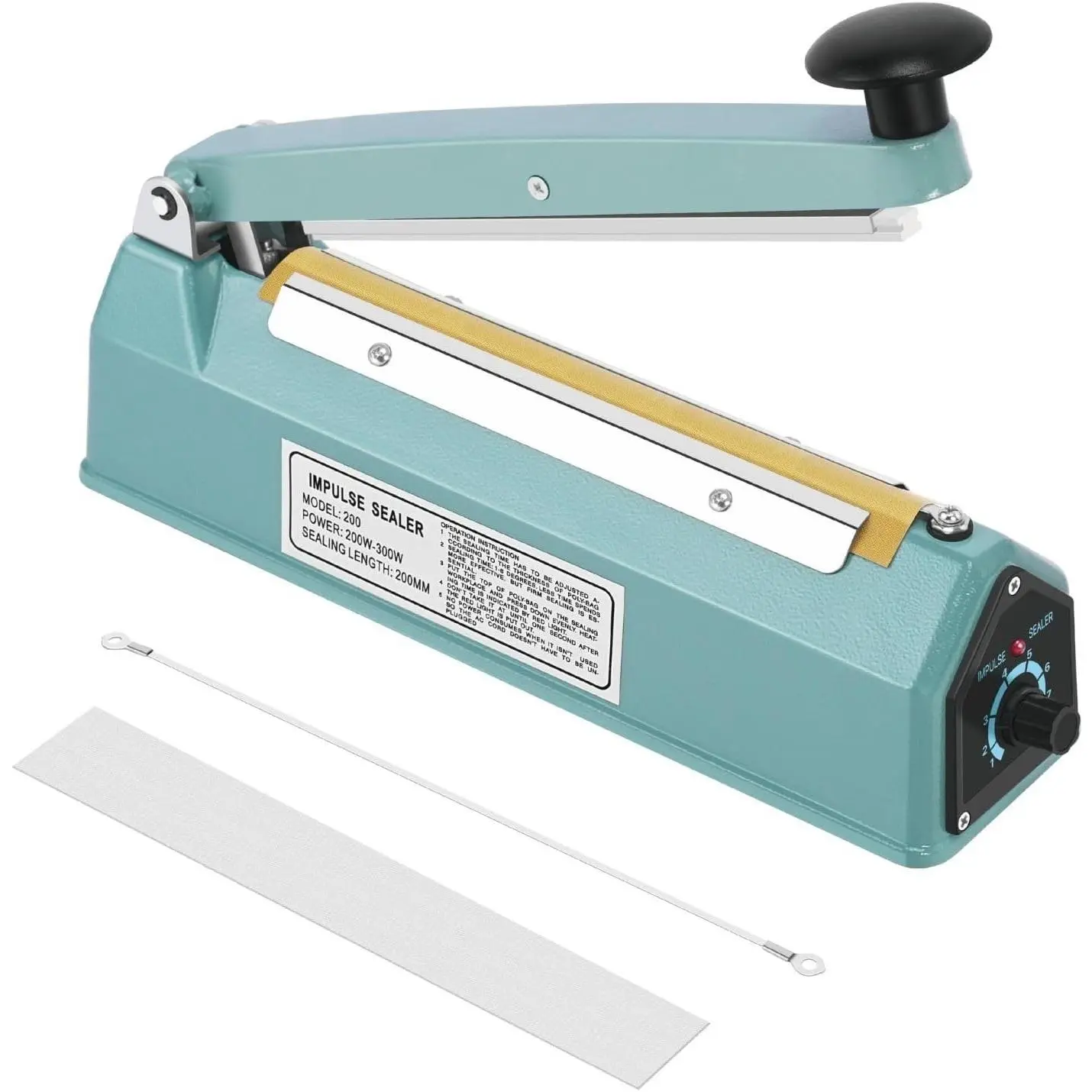 Impulse Sealer for Plastic Bags, 8 Inch, 300W, Adjustable Timer