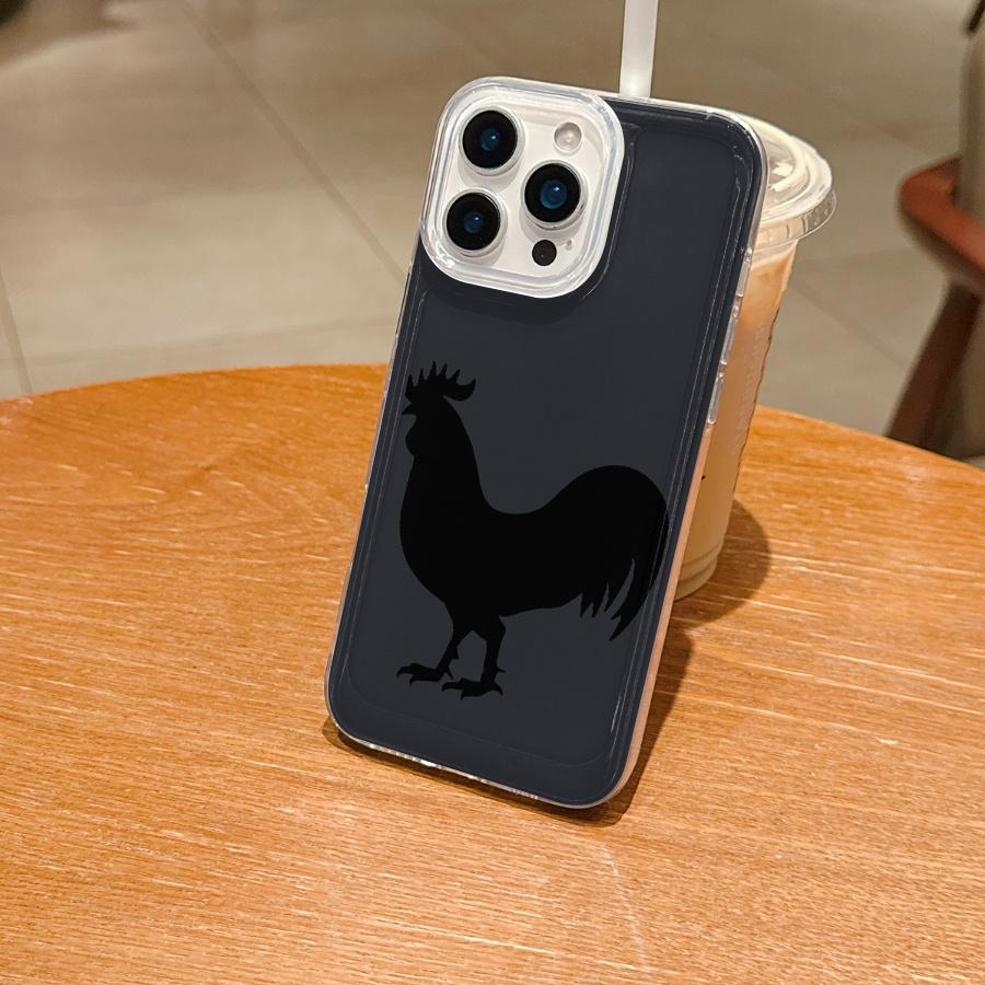 New Halloween-themed frosted design space case with rooster pattern, large holes, transparent, anti-drop, luxurious, simple, protective, shockproof, durable, full coverage, suitable for iPhone 16 Pro Max/16 Pro/16/16 Plus/15/15 Plus/15 Pro/15 Pro Max/14/1